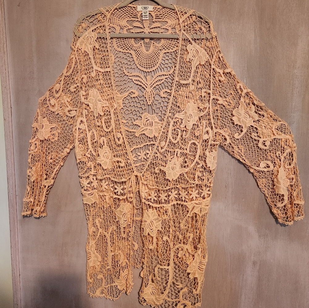 Peach Crocheted Boho Top